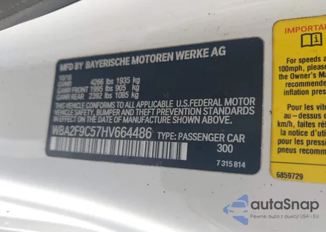 2017 BMW 230I z USA, uszkodzony, nr VIN WBA2F9C57HV664486